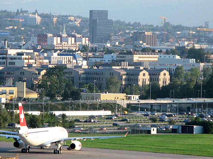 View from Zurich Airport to Zurich